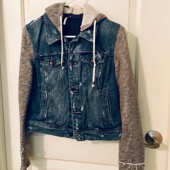 Free People Jackets & Blazers - Free People Hooded Jean Jacket